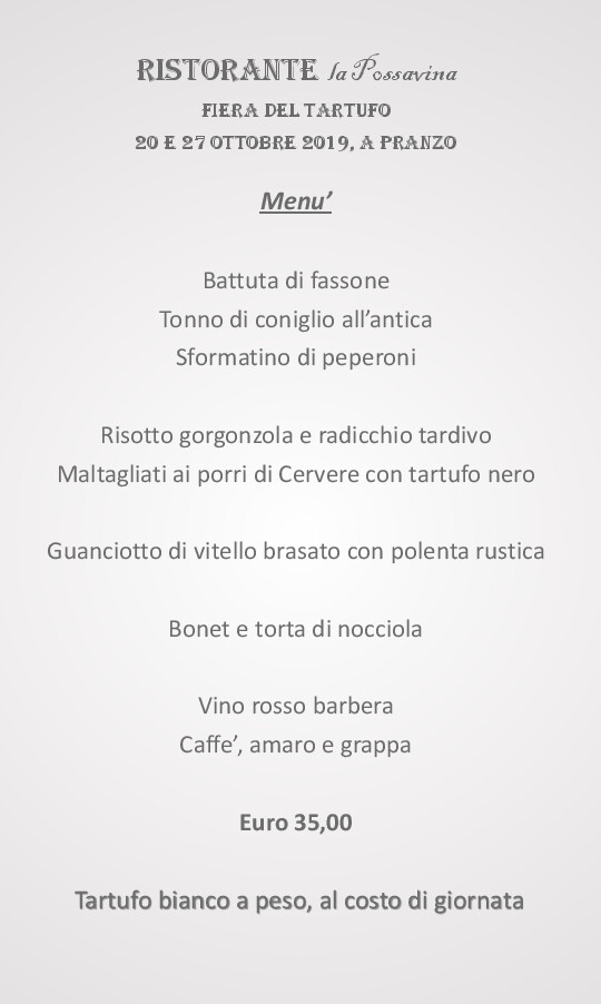 Menù fiera del tartufo